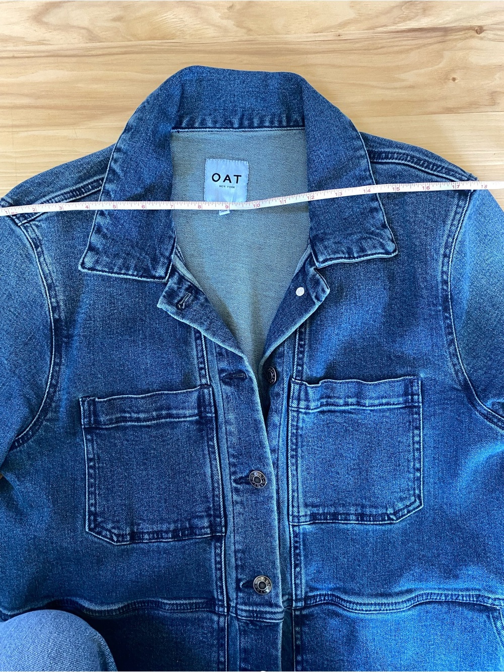 OAT New York Denim Belted Jean Jacket Blue Large - Picture 11 of 11